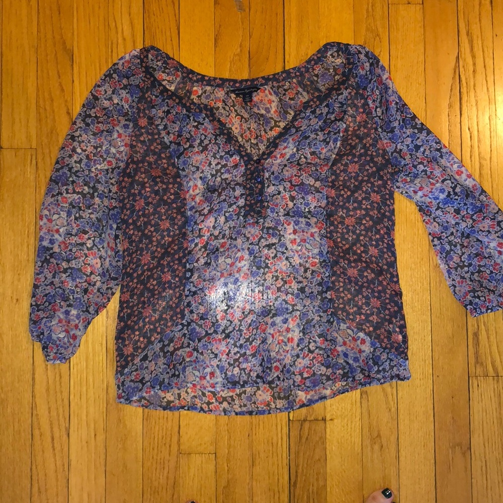 See through flower blouse